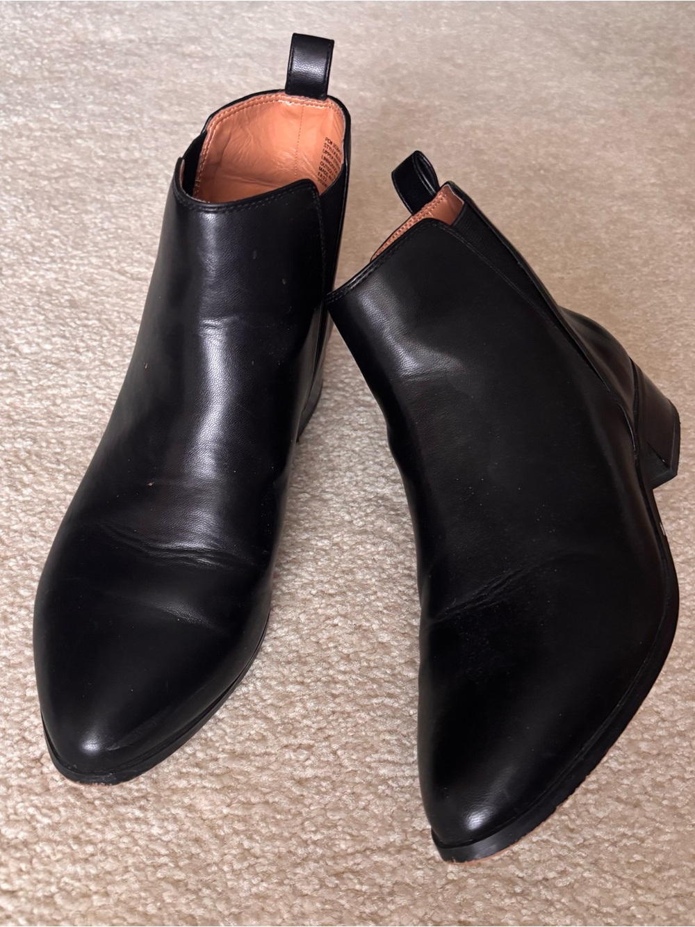J CREW Black Vegan Leather Chelsea Boot Women Size 10 Almond Toe Low Heel BJ254